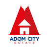 Logo of Adom City Estate with a red and blue design on a white background.